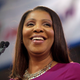 In this Sunday, Jan. 6, 2019, file photo, New York Attorney Letitia James smiles during an inauguration ceremony in New York. Newly inaugurated state attorneys general, like James, said they plan to continue investigations of clergy abuse in the Roman Catholic church as victims reach out to state hotlines and online systems to report past abuse.